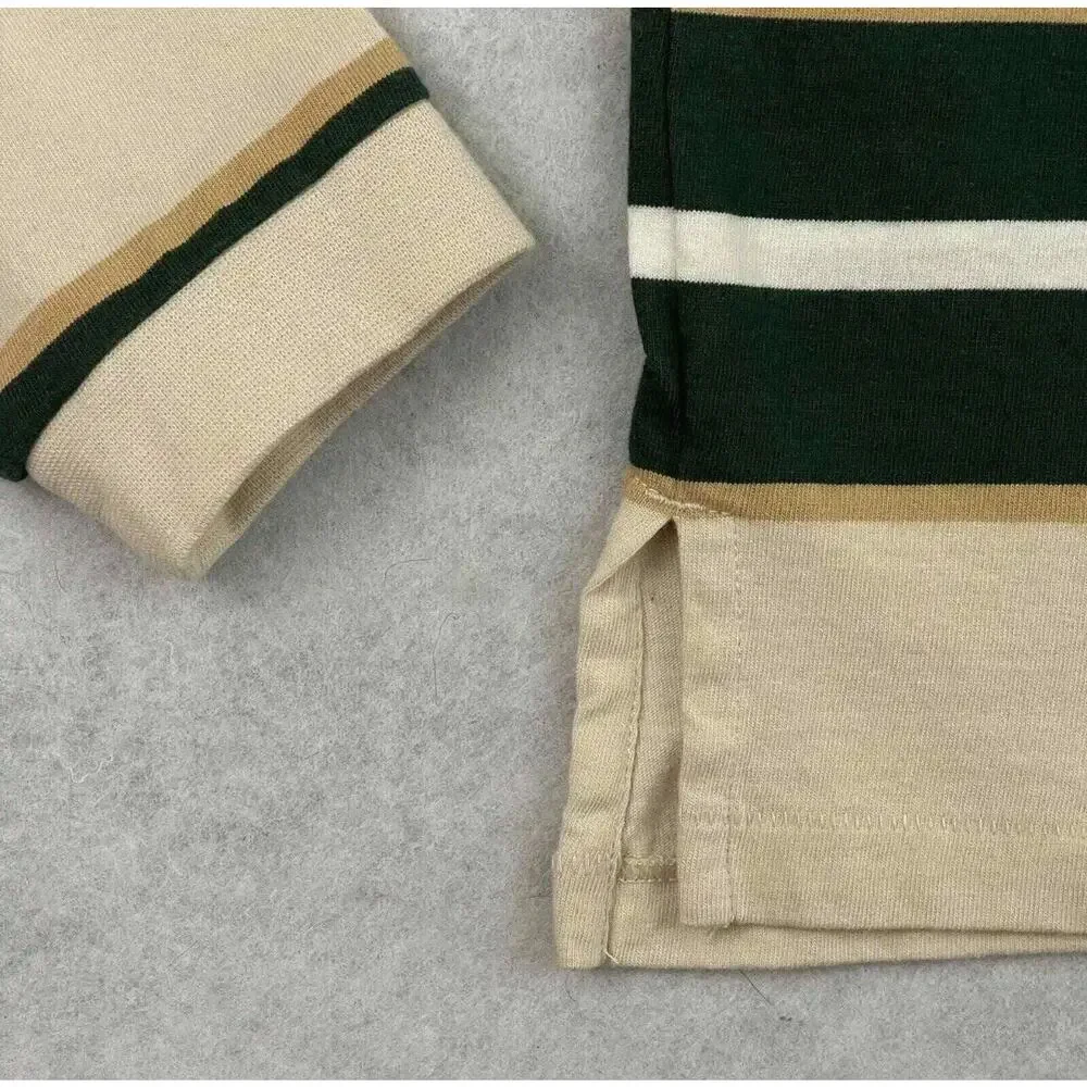 Volcom Girls Small Rugby Polo Shirt 7/8 Striped Long Sleeve NWT Beige - Picture 9 of 15